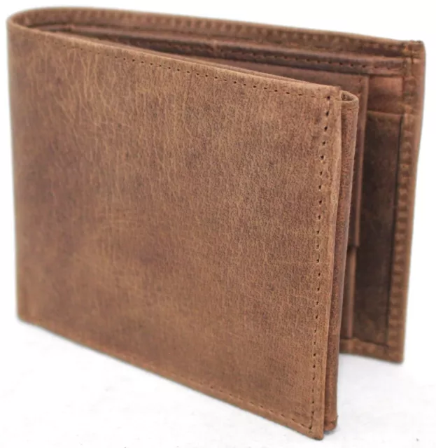 RFID Security Lined Vintage Wallet. Full Grain Cow Hide Hunter Leather. 12040.