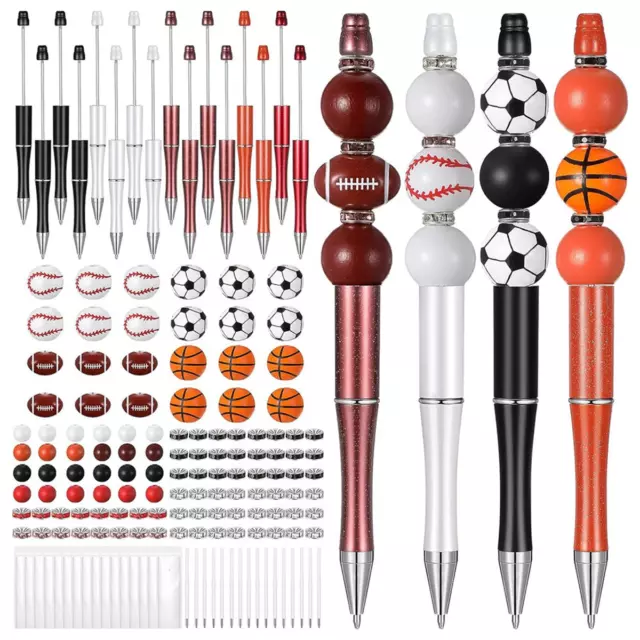 16 Set Plastic Ball Beadable Pens Bulk DIY Bead Pen Making Kit,For Kids3064