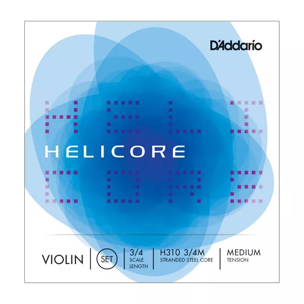 D'Addario Helicore Violin String Set, 3/4 Scale, Medium Tension