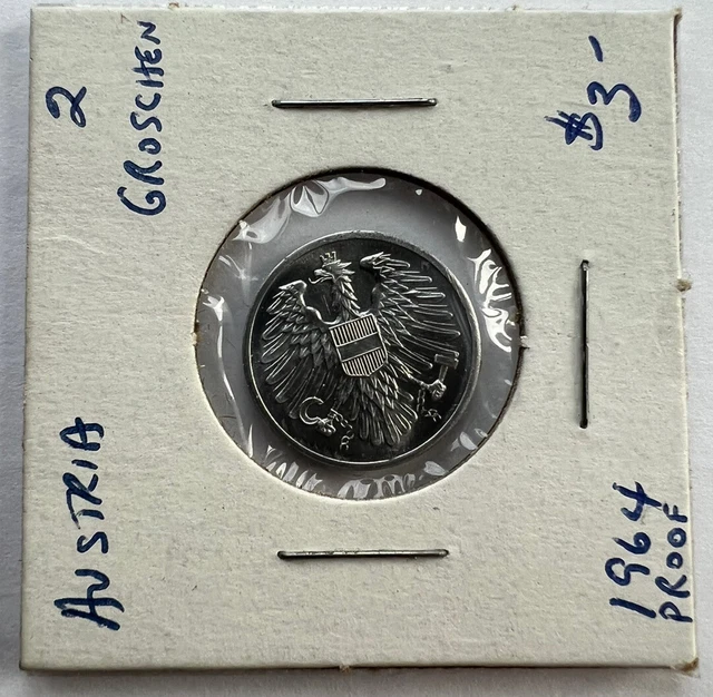 1964 Austria 2 Groschen Coin PROOF    ( Mintage 173K )  World Coin     #K865 2