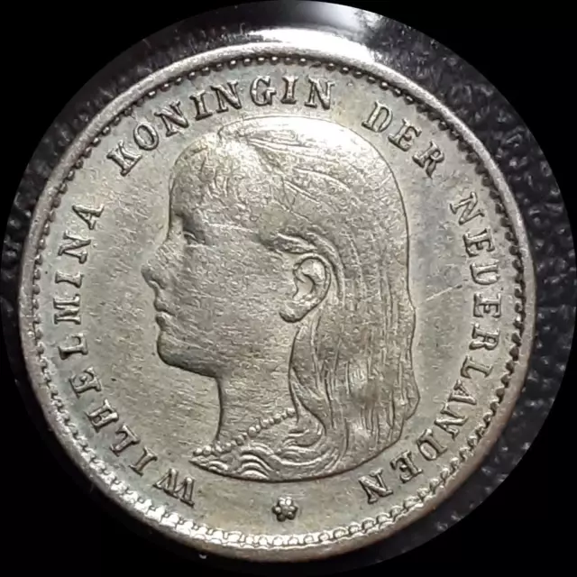 Netherlands 1897, 10 cents, old silver world coin HIGH GRADE #2653