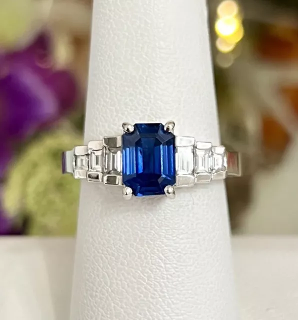 LeVian 18k White Gold 2cttw Natural Blue Sapphire & Diamond Cocktail Ring