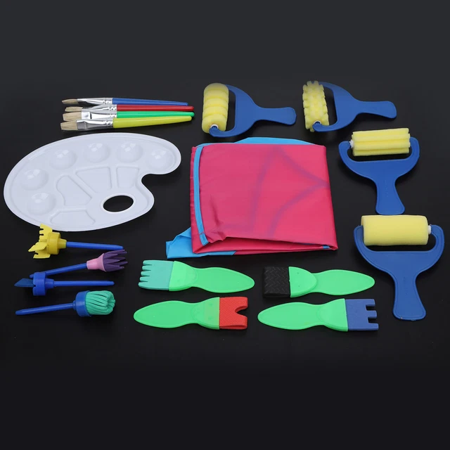 18-teiliges -Schwamm-Malpinsel-Set Mit Palette Wasserdichte Kittelschürze