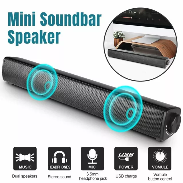 TV Home Theater Wired USB Soundbar Sound Bar Speaker System USB Subwoofer