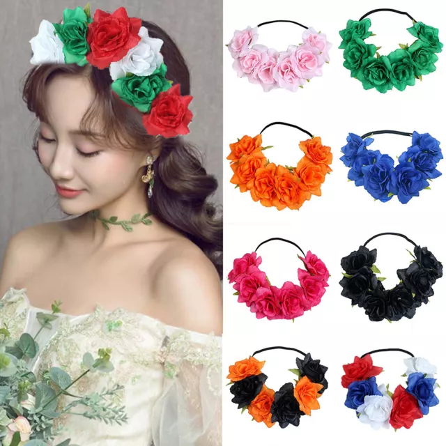 Women Lady Bride Fairy Rose Flower Wedding hair band elastic headband Fascinator