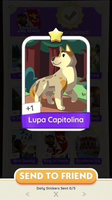 MONOPOLY GO! STICKER Lupa Capitolina Romulus And Remus Set Epic Myths ...