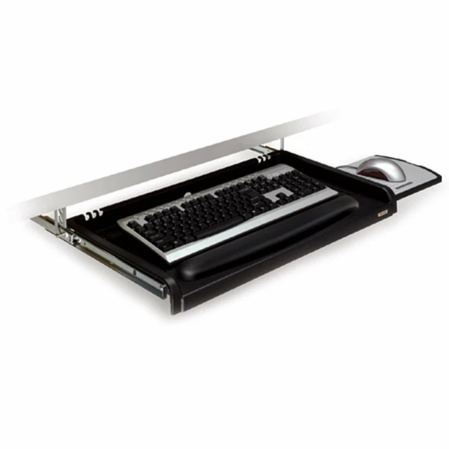 3M Under Desk Keyboard Drawer with Leatherette Gel Wrist Rest and Mouse Tray