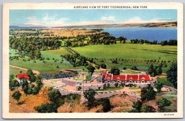 Airplane Bird's Eye View Of Fort Ticonderoga New York Vintage Postcard