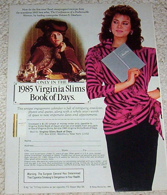 1984 AD PAGE Virginia Slims Cigarettes VINTAGE tobacco print