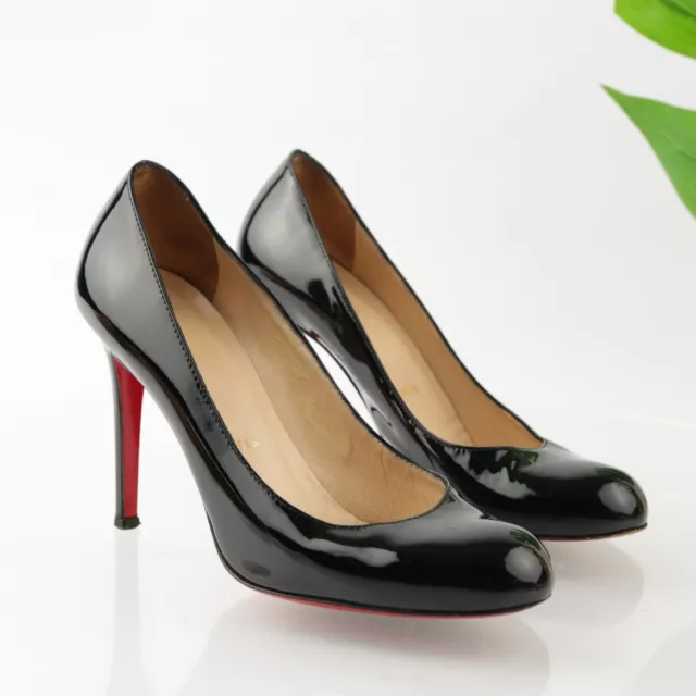 Christian Louboutin Paris Women's Simple Pump Size 36.5 Black Patent 99mm Heel