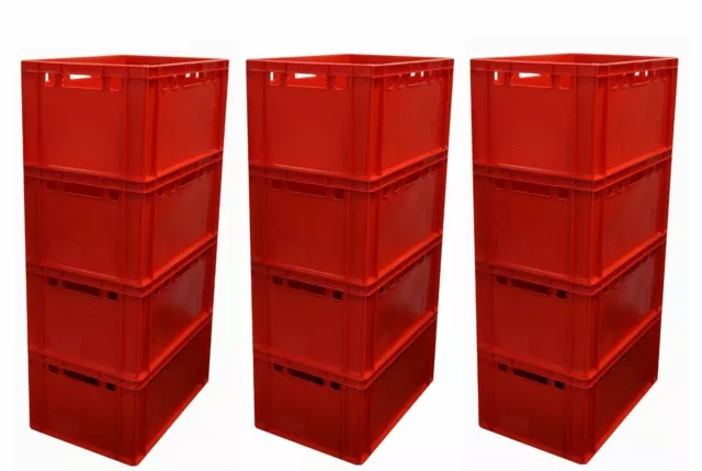12 Umzugskisten Euronormbehälter Transportboxen E3 60x40x30 cm Rot Gastlando