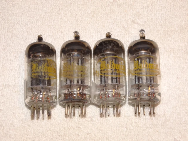 4 X 12au7 Raytheon / Baldwin Tubes Noir Plts-O Super Fort Quad Assortis 1960 #9