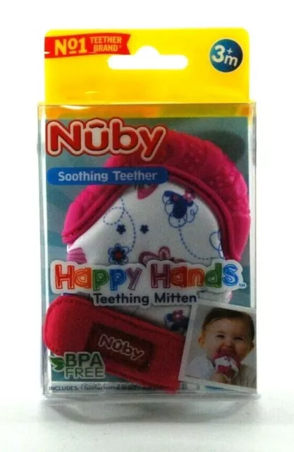 Nuby Teething Mitten Blue Soothing Silicone BPA Free Travel Bag Included