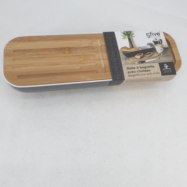 Five Brotkasten für Baguette mit Messer und Brett 40 x 12 x 8.5 cm Storage