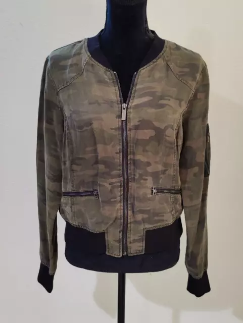 Sanctuary Olive Green Camoflage Camo Zip Up Jacket Women's M