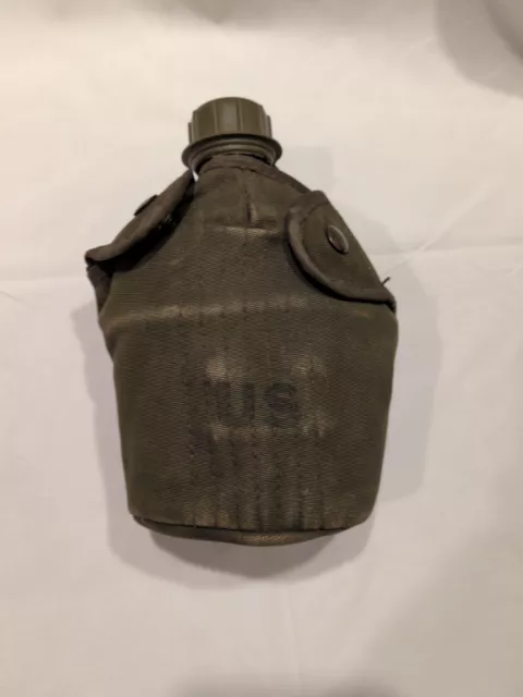 US Army Military 1qt Water Canteen Carrier Pouch OD Green Vietnam Era Vintage