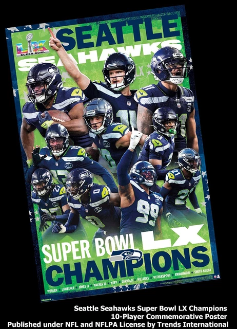 SEATTLE SEAHAWKS SUPER BOWL LX CHAMPIONS 2026 Official NFL Licensed ...