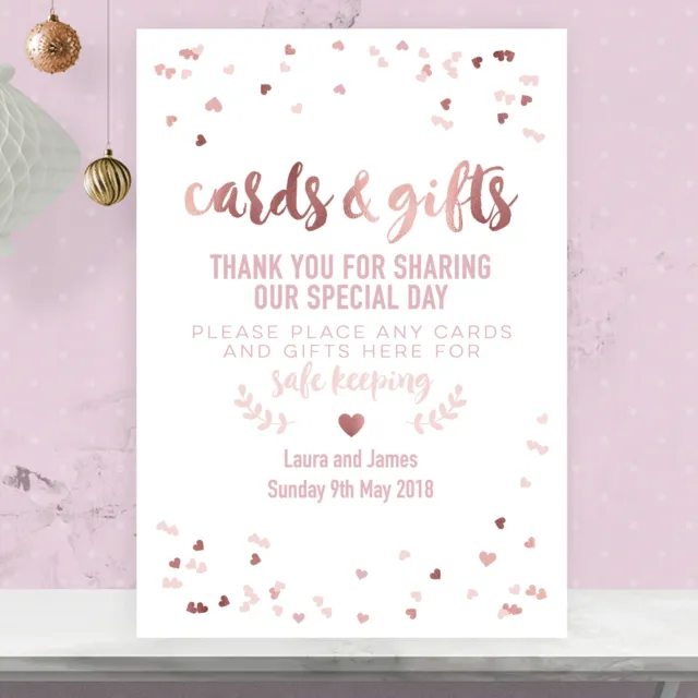 Personalised Wedding Cards and Gifts Sign Rose Gold Effect and Blush Pink RGP13