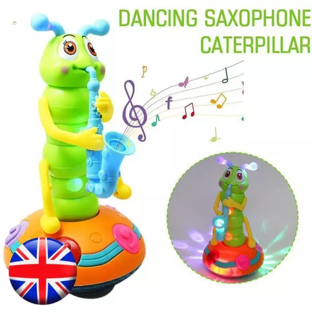 Dancing Saxophone Caterpillar Funny LED Colorful Lights Electric Music Kids Toy