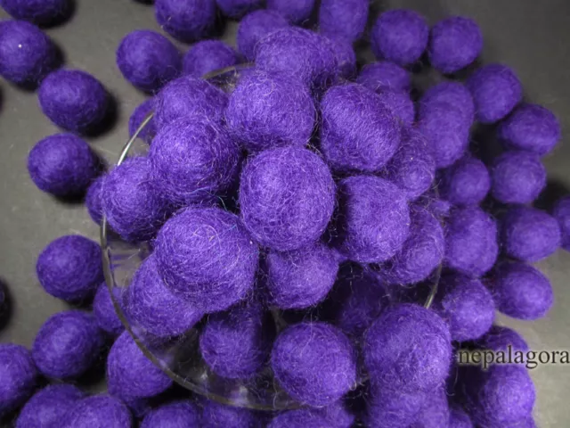 F84 Decorative Natural felt ball pom pom 2cm wool Violet color craft bead Nepal