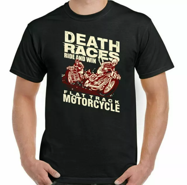 Biker T-Shirt Motorbike Cafe Racer Bike Motorcycle Death Races Mens Top
