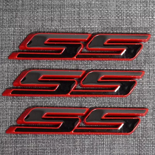 For SS Badge Fender Trunk Emblem Decal Red Trim -3x