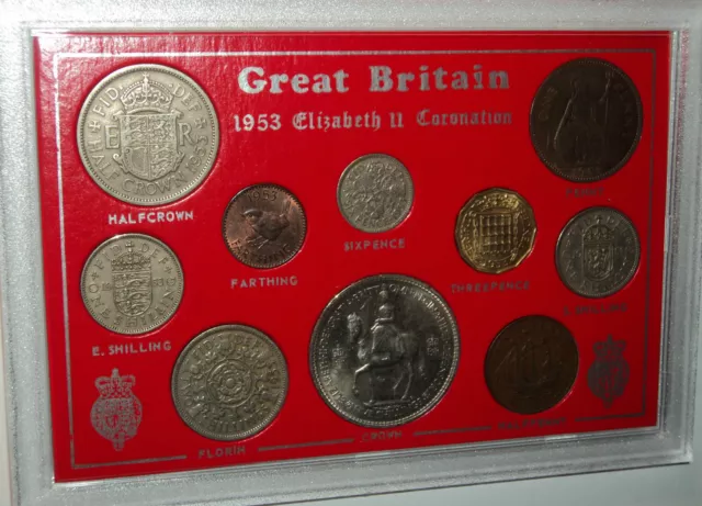 1953 Queen Elizabeth II Coronation Crown Coin Set (71st Birthday Birth Year Gift