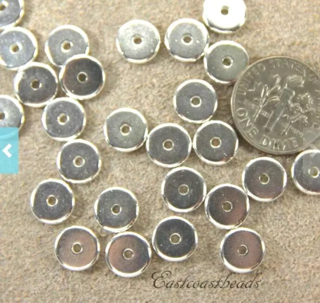 TierraCast 8 mm. Heishi Disk Beads, Fine Silver Plated Lead Free Pewter, 4411