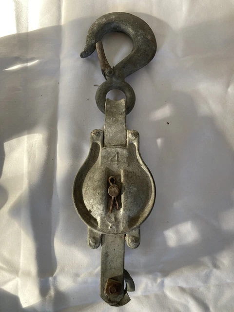 NOS Vintage Galvanized Pulley Marked with #4 and Star