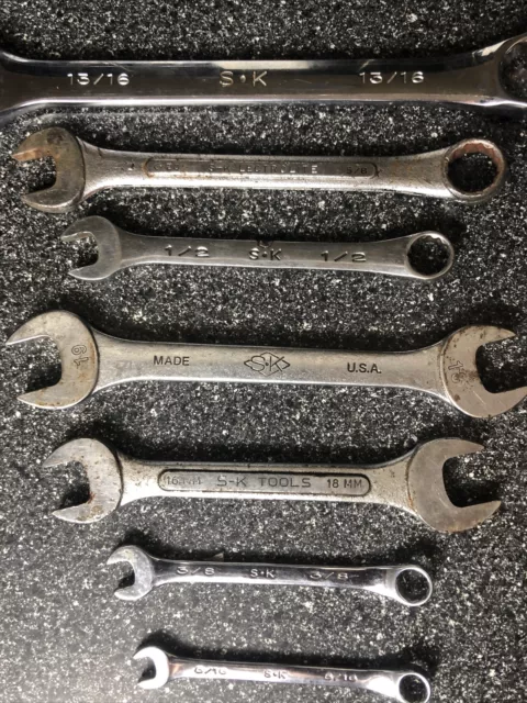 Lot of 7 SK Hand Tools 12pt Fractional Combination Wrenches