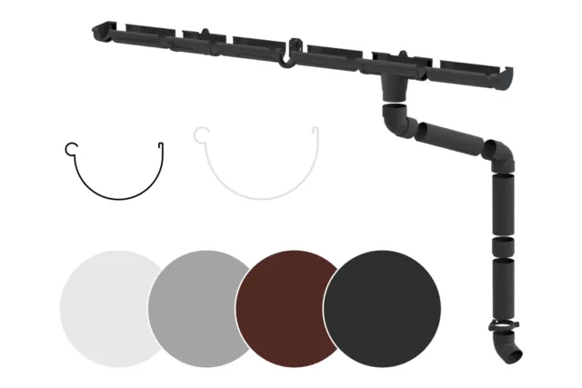 2-12m Regenrinne Komplettset Dachrinnenset PVC Kunststoff Gartenhaus RainWay S