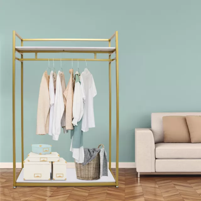 Metal Freestanding Garment Rack Clothes Display Stand Closet Shoes Organizer USA