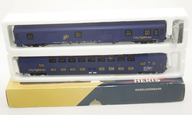 3 Voitures Couchettes City Night Line OBB Heris – Train Miniature (Etat Neuf)