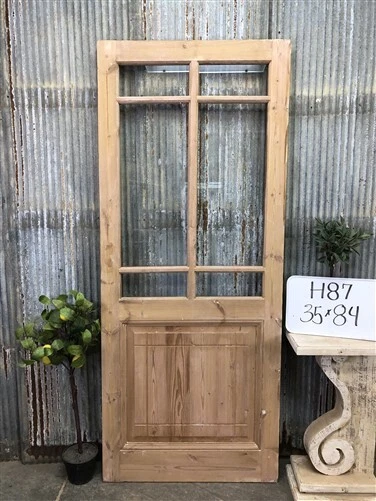 Antique French Single Door (35x84) 6 Pane Glass European Door H87