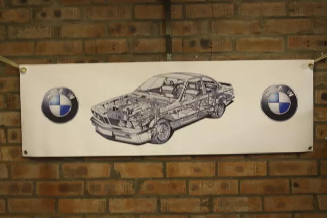 BMW 630csi E24 635CSI  large PVC  WORK SHOP BANNER garage  SHOW BANNER