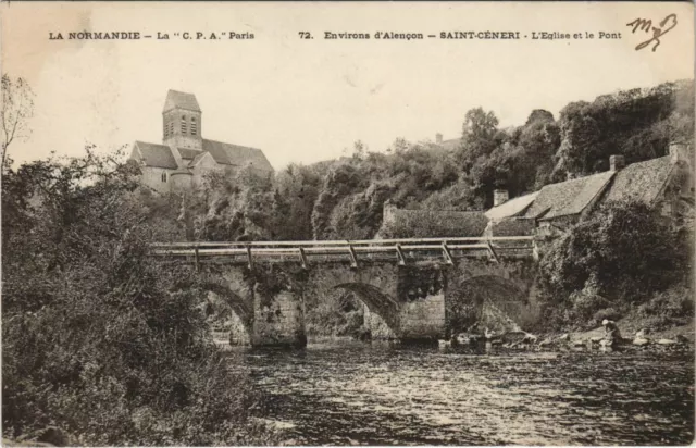 CPA Env.d'Alencon Saint-Ceneri, L'Eglise et le Pont FRANCE (1054375)