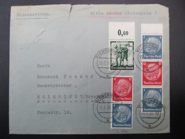 DR-ZD Nr. S164, 1937, Hindenburg, Brief, MiF, Mi 25€ *KD2540*