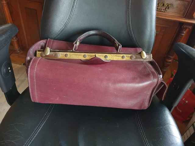 Alte Arzttasche Doktortasche Hebammenkoffer Vintage Tasche aus Leder