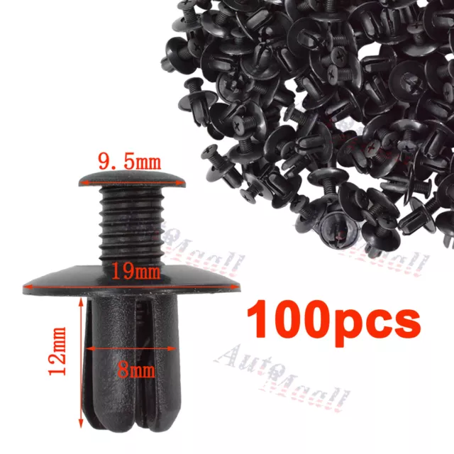 100 Push-Type Retainer Plastic Clip 8mm Hole For Mazda For Ford Fits For Hyundai