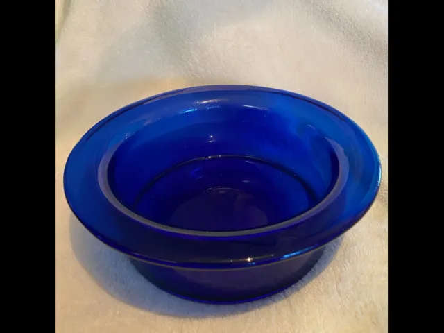 Vintage PLUS NORWAY Hand Blown Blue Glass Bowl, Pontil Mark Signed 2