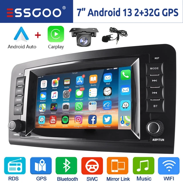 Autoradio Android 13 Carplay GPS NAV RDS KAM per Mercedes ML/GL Classe W164 X164