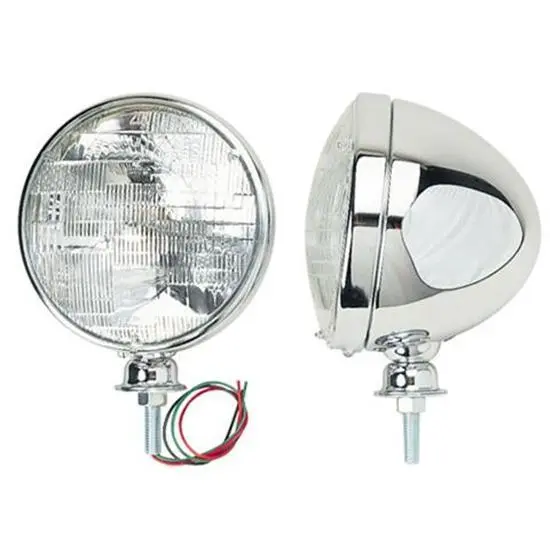 Speedway Motors Chrome Dietz Type Headlights, Standard Bulb, 12 Volt Sealed Beam