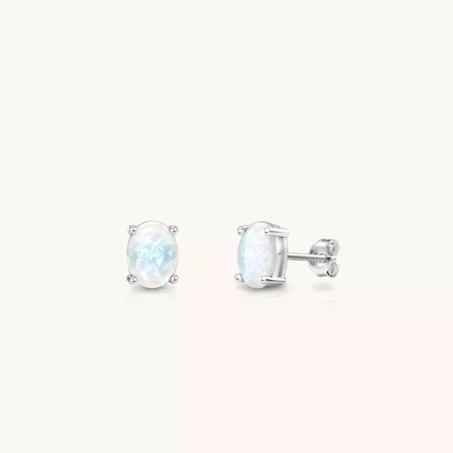 Lavishe 925 Sterling Silver Oval Opal Stud Earrings for Women Hypoallergenic...