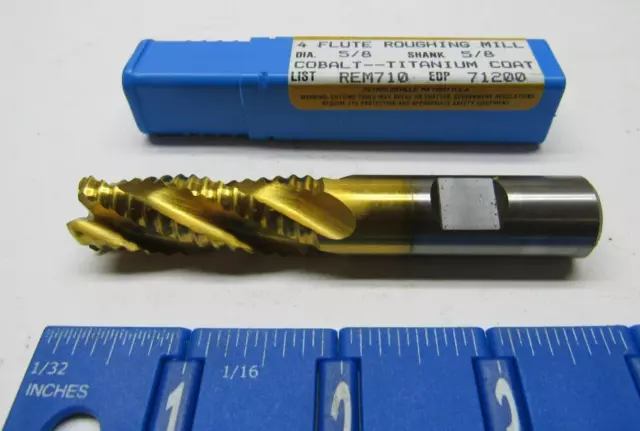 Niagara 5/8" 4-Flute  Se Tin Coated M42 Cobalt High Speed Roughing End Mill