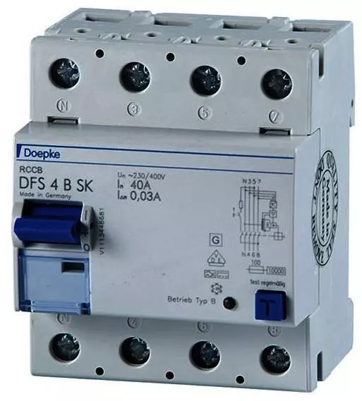 Doepke DFS 4 040-4/0,03-B SK Fehlerstromschutzschalter, 40/0,03A, 4-Polig (09134