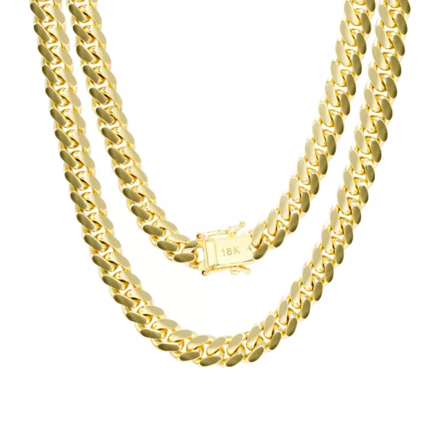 18K Yellow Gold Solid 2.7mm-7mm Miami Cuban Link Chain Pendant Necklace 16"-30"