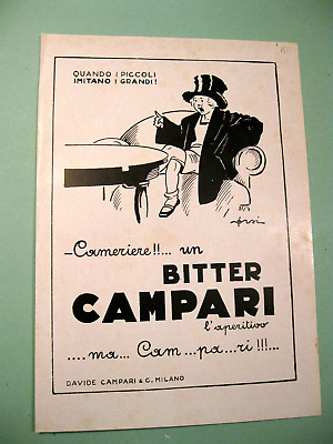 Pubblicità advertising werbung BITTER CAMPARI  umor bella grafica firmata 1933