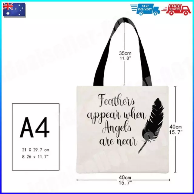 - Feathers appear when Angels are near Printed Linen Bag