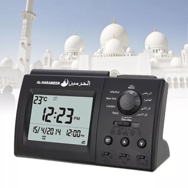 Digital Islamic Azan Alarm Clock Muslim Athan Adhan Prayer LCD Display Table Clo