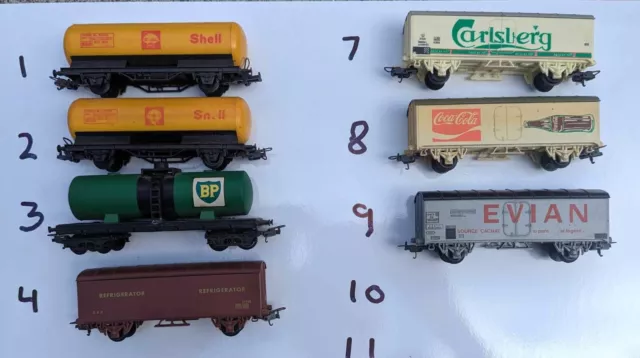 Lima Wagon Carriages HO OO scale gauge - Carlsberg, Coca Cola, Evian, Shell, BP